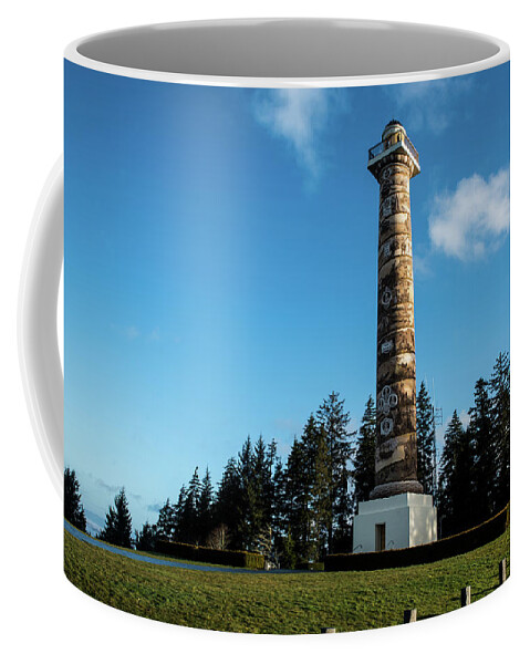 Astoria Column At Morning Coffee Mug featuring the photograph Astoria Column at Morning by Tom Cochran