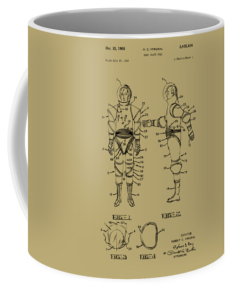 Space Suit Coffee Mug featuring the digital art Astronaut Space Suit Patent 1968 - Vintage by Nikki Marie Smith