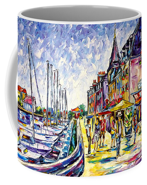 Harbor Painting Coffee Mug featuring the painting At The Harbor Of Honfleur by Mirek Kuzniar