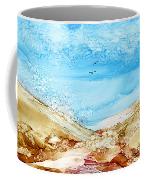 Sea Coffee Mug featuring the painting At the Sea by Charlene Fuhrman-Schulz