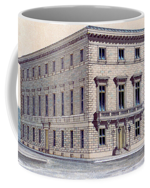 Athenaeum Of Philadelphia Coffee Mug featuring the mixed media Athenaeum Perspective by John Notman