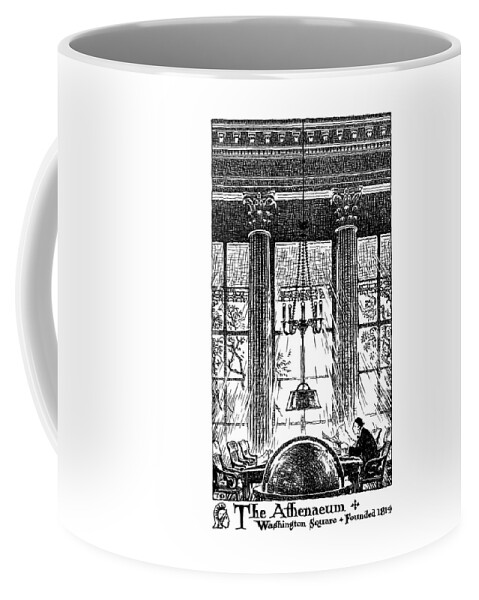 Thornton Oakley Coffee Mug featuring the drawing Athenaeum Reading Room by Thornton Oakley