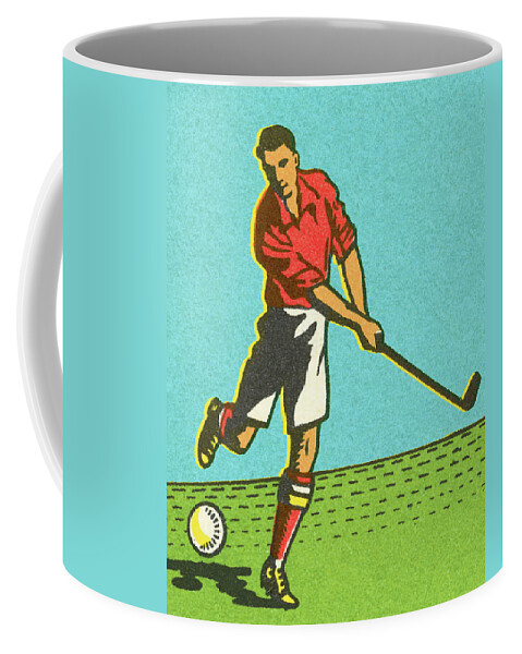 Adult Coffee Mug featuring the drawing Athlete Hitting a Ball by CSA Images