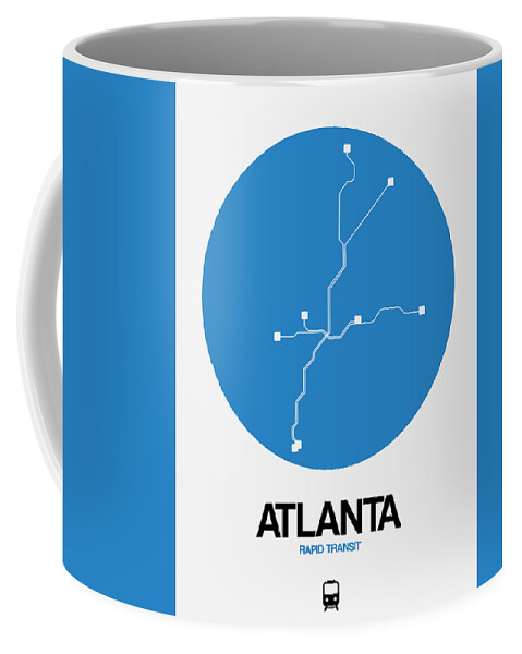 Atlanta Coffee Mug featuring the digital art Atlanta Blue Subway Map by Naxart Studio