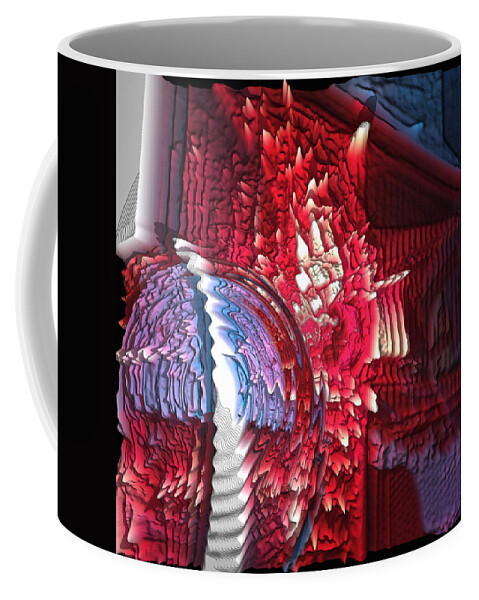 Atomic Coffee Mug featuring the digital art Atomic, Red, Planet, Abstract, Reality by Scott S Baker