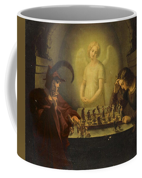 Game Coffee Mug featuring the painting Attributed to Moritz Retzsch Dresden 1779-1857 Radebeul The game of life by Celestial Images