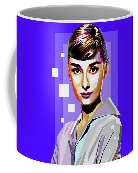 Audrey Hepburn Coffee Mug featuring the digital art Audrey Hepburn by Movie World Posters