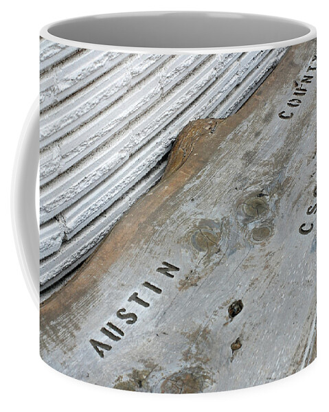 Wood Bench Coffee Mug featuring the photograph Austin County C.S.C.D. Bench by Connie Fox