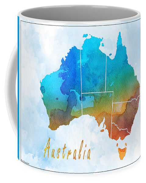 Art & Collectibles Coffee Mug featuring the drawing Australia Map Style 5 by Greg Edwards