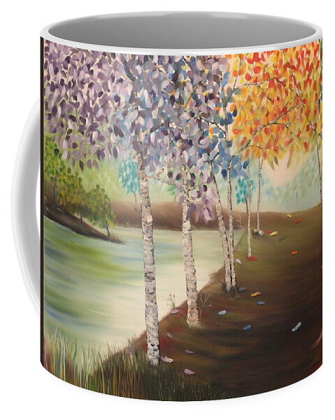Autumn Coffee Mug featuring the painting Autumn Park by Berlynn