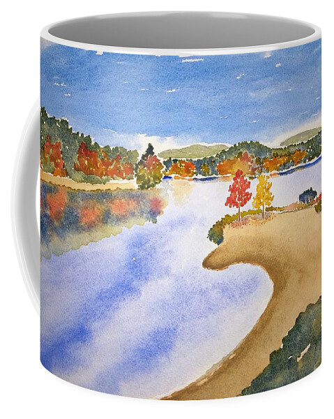 Watercolor Coffee Mug featuring the painting Autumn Shore Lore by John Klobucher