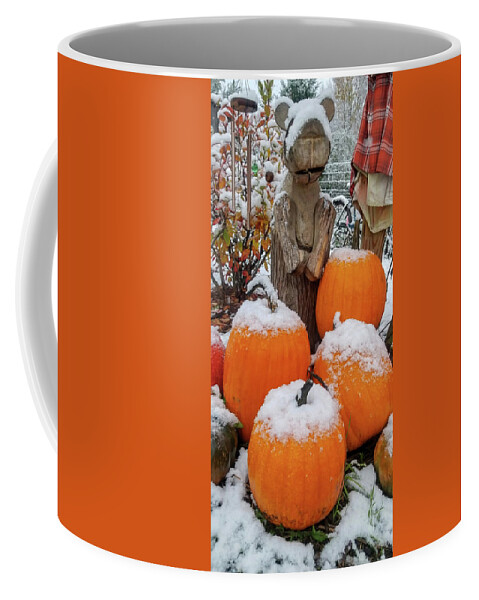 Pumpkin Coffee Mug featuring the photograph Autumn Snow Bear by Brook Burling