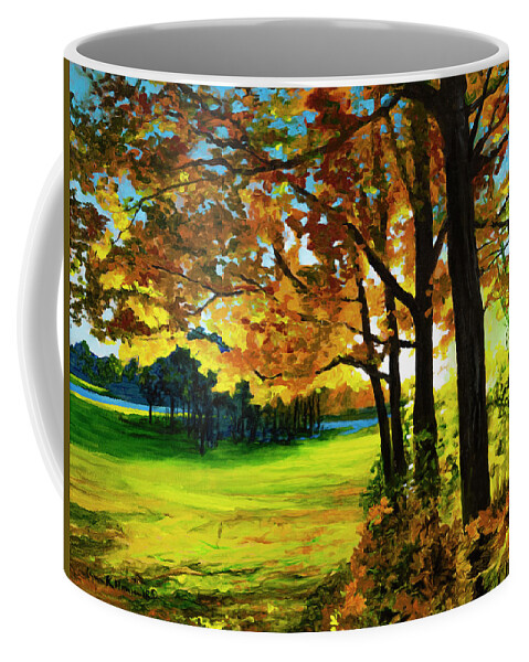 Autumn Coffee Mug featuring the painting Sunset over the Park by Lynn Hansen