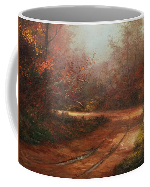 Autumn Walk Coffee Mug featuring the painting Walking An Autumn Road by Lynne Pittard