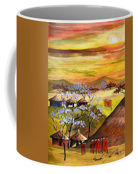Africa Coffee Mug featuring the painting B-409 by Martin Bulinya