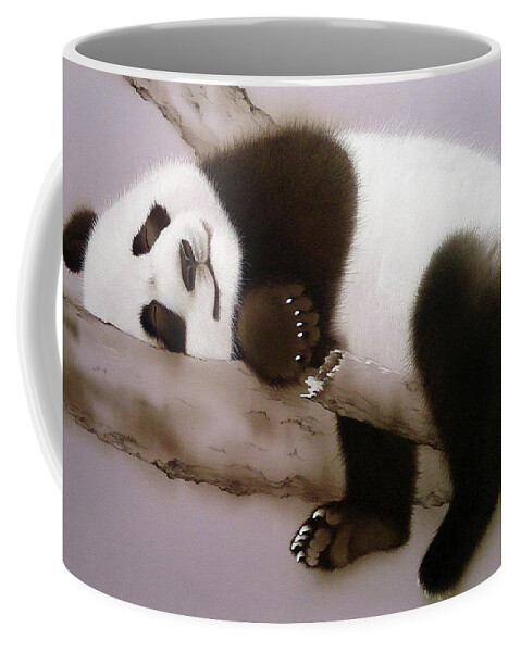 Russian Artists New Wave Coffee Mug featuring the painting Baby Panda In Sweet Dream by Alina Oseeva