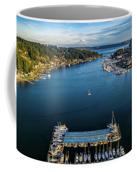 Mount Rainier Coffee Mug featuring the photograph Back Of The Harbor by Clinton Ward