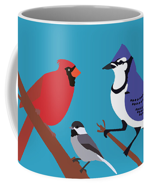 Birds Coffee Mug featuring the digital art Backyard birds by Caroline Elgin