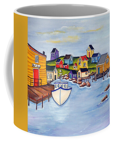 Abstracted Coffee Mug featuring the painting Bait Shop by Heather Lovat-Fraser