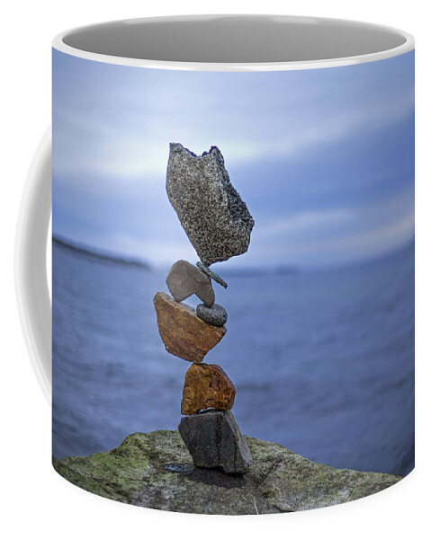 Meditation Zen Yoga Mindfulness Stones Nature Land Art Balancing Sweden Coffee Mug featuring the sculpture Balancing art #13 by Pontus Jansson