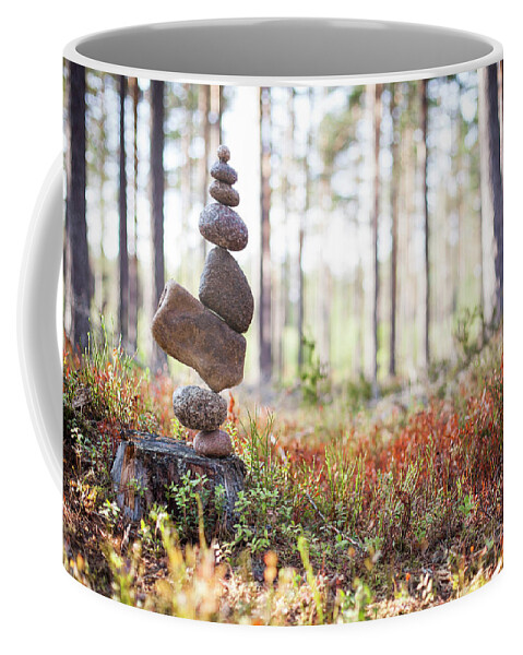 Meditation Zen Yoga Mindfulness Stones Nature Land Art Balancing Sweden Coffee Mug featuring the photograph Balancing art #20 by Pontus Jansson