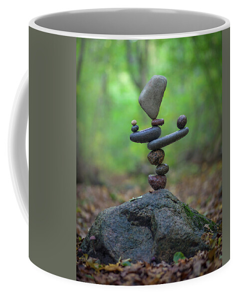 Meditation Zen Yoga Mindfulness Stones Nature Land Art Balancing Sweden Coffee Mug featuring the sculpture Balancing art #34 by Pontus Jansson
