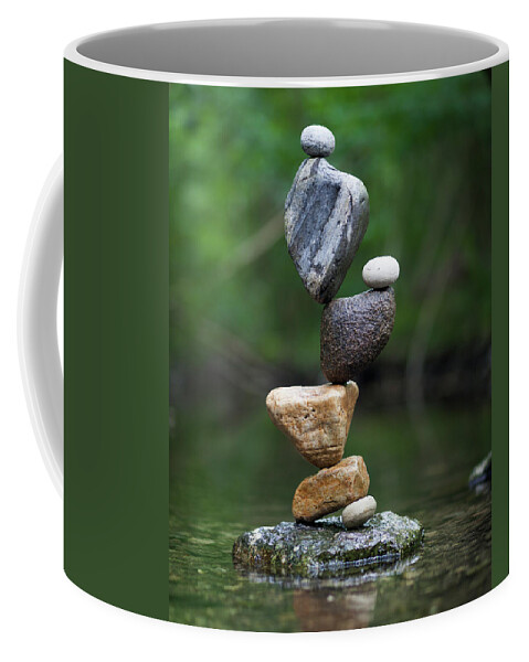 Meditation Zen Yoga Mindfulness Stones Nature Land Art Balancing Sweden Coffee Mug featuring the sculpture Balancing art #38 by Pontus Jansson