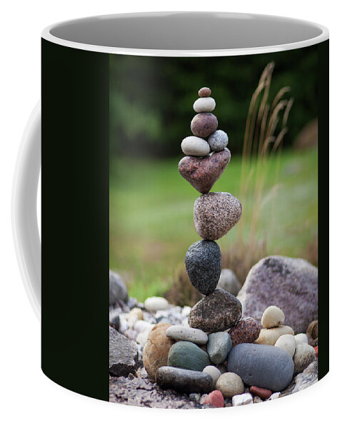Meditation Zen Yoga Mindfulness Stones Nature Land Art Balancing Sweden Coffee Mug featuring the sculpture Balancing art #39 by Pontus Jansson