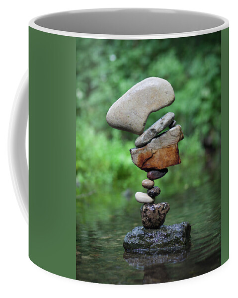 Meditation Zen Yoga Mindfulness Stones Nature Land Art Balancing Sweden Coffee Mug featuring the sculpture Balancing art #40 by Pontus Jansson