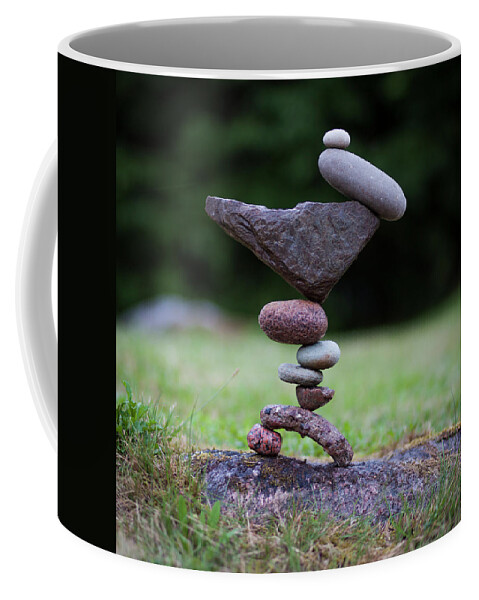 Meditation Zen Yoga Mindfulness Stones Nature Land Art Balancing Sweden Coffee Mug featuring the sculpture Balancing art #42 by Pontus Jansson