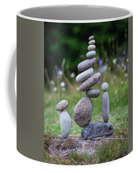 Meditation Zen Yoga Mindfulness Stones Nature Land Art Balancing Sweden Coffee Mug featuring the sculpture Balancing art #44 by Pontus Jansson