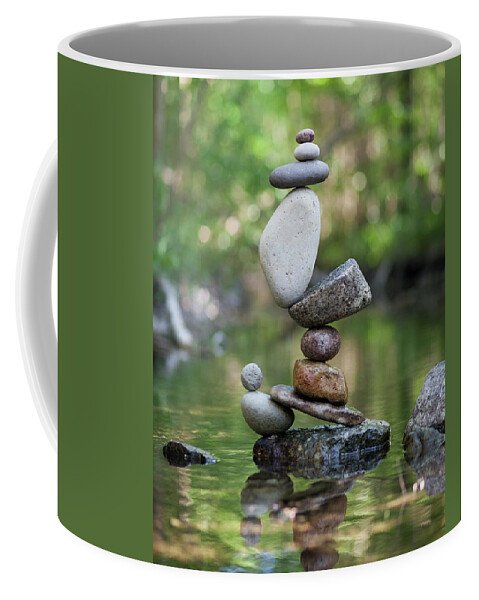 Meditation Zen Yoga Mindfulness Stones Nature Land Art Balancing Sweden Coffee Mug featuring the sculpture Balancing art #47 by Pontus Jansson