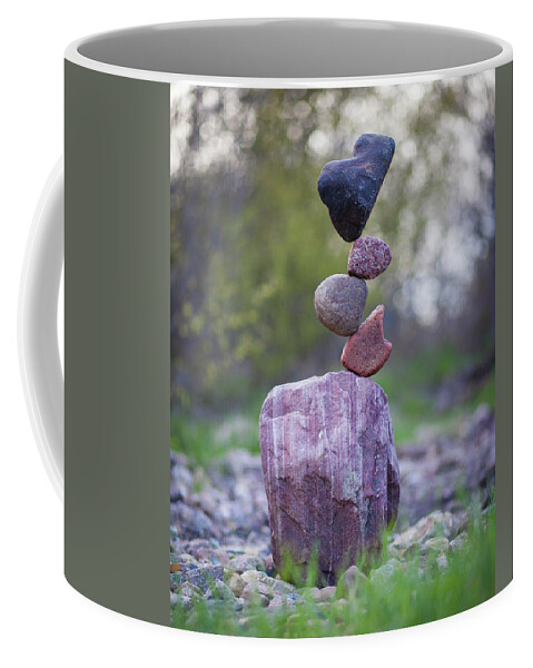 Meditation Zen Yoga Mindfulness Stones Nature Land Art Balancing Sweden Coffee Mug featuring the sculpture Balancing art #50 by Pontus Jansson