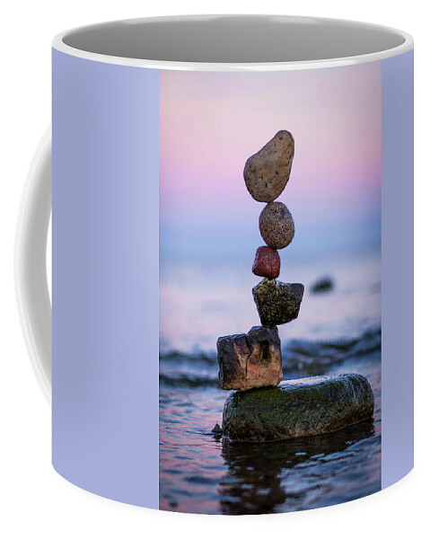 Meditation Zen Yoga Mindfulness Stones Nature Land Art Balancing Sweden Coffee Mug featuring the sculpture Balancing art #51 by Pontus Jansson