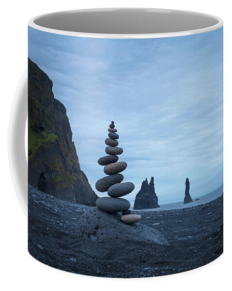 Meditation Zen Yoga Mindfulness Stones Nature Land Art Balancing Sweden Coffee Mug featuring the sculpture Balancing art #59 by Pontus Jansson