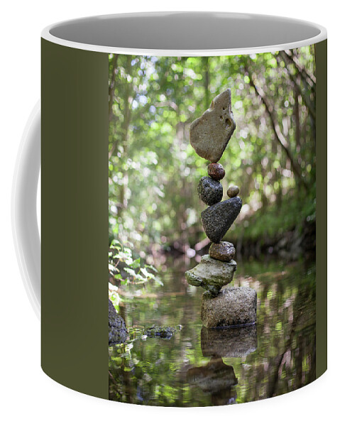 Meditation Zen Yoga Mindfulness Stones Nature Land Art Balancing Sweden Coffee Mug featuring the sculpture Balancing art #61 by Pontus Jansson