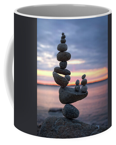 Meditation Zen Yoga Mindfulness Stones Nature Land Art Balancing Sweden Coffee Mug featuring the sculpture Balancing art #67 by Pontus Jansson