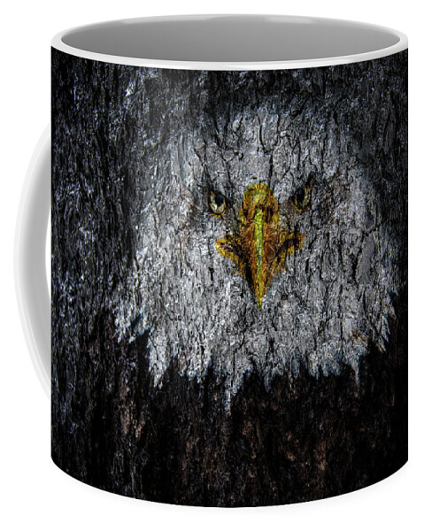Eagle Coffee Mug featuring the digital art Bald Eagle Tree Bark by Pelo Blanco Photo
