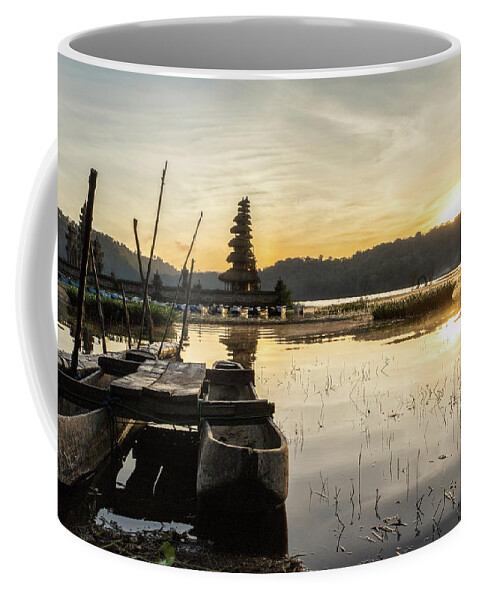 Temple Coffee Mug featuring the photograph Balis golden mornings by Torsten Funke