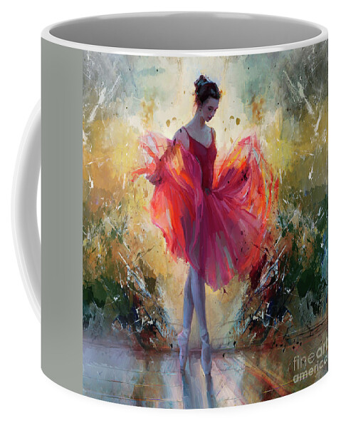 Ballerina Coffee Mug featuring the painting Ballerina dance girl kk45a by Gull G