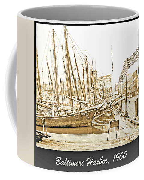 Landmark Coffee Mug featuring the photograph Baltimore Harbor 1900 Vintage Photograph by A Macarthur Gurmankin