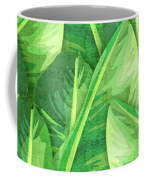 Banana Leaf Coffee Mug featuring the mixed media Banana Leaf 1 - Banana Leaf Pattern 1 - Tropical Leaf Print - Botanical Art - Green by Studio Grafiikka