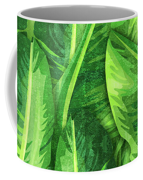 Banana Leaf Coffee Mug featuring the mixed media Banana Leaf 2 - Banana Leaf Pattern 2 - Tropical Leaf Print - Botanical Art - Green by Studio Grafiikka