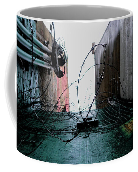 Seattle Coffee Mug featuring the photograph Barbed Wire City Scene by Cathy Anderson