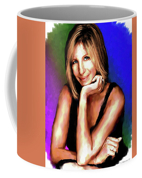 Barbra Coffee Mug featuring the painting Barbra Streisand painting by Stars on Art