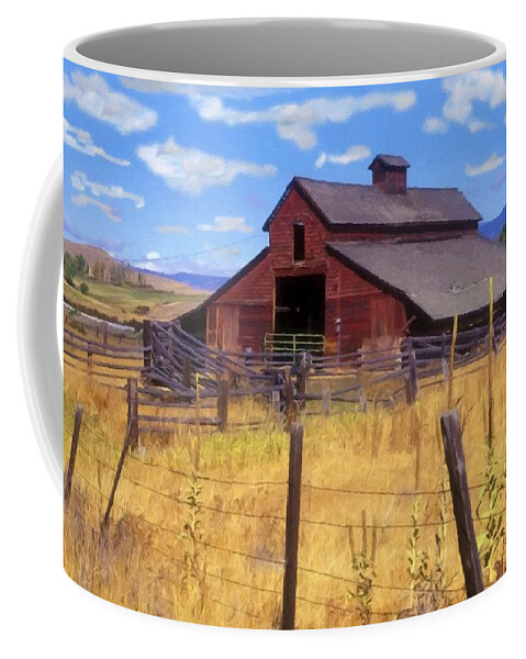 Barn In The Mountains Coffee Mug featuring the photograph Barn In the Mountains by Sandi OReilly