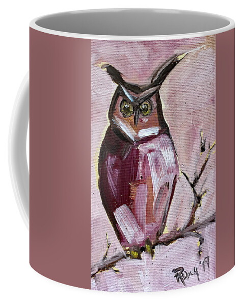 Owl Coffee Mug featuring the painting Barn Owl by Roxy Rich
