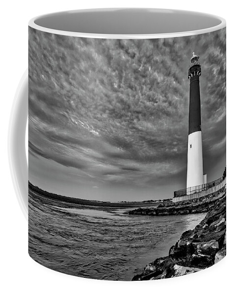 Barnegat Light Coffee Mug featuring the photograph Barnegat Lighthouse Afternoon BW by Susan Candelario