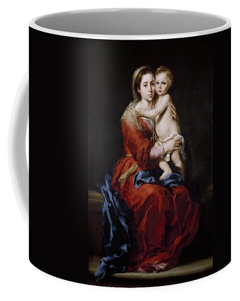 Bartolome Esteban Murillo Coffee Mug featuring the painting Bartolome Esteban Murillo / 'Our Lady of the Rosary', 1650-1655, Spanish School, Oil on canvas. by Bartolome Esteban Murillo -1611-1682-