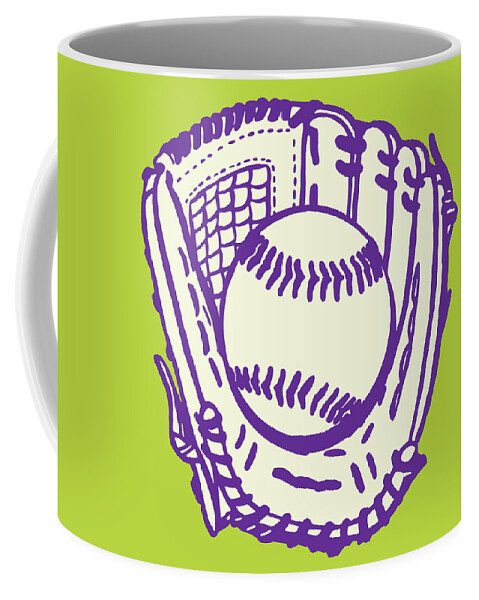 American Pastime Coffee Mug featuring the drawing Baseball Glove and Baseball by CSA Images